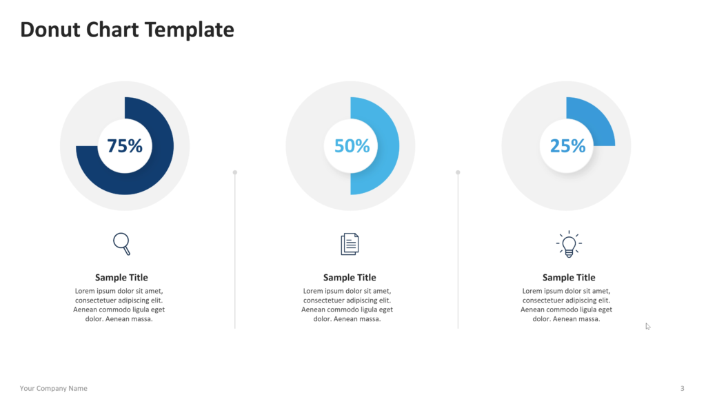 Donut chart layouts showing three circular percentage visuals with icons and supporting text. 03