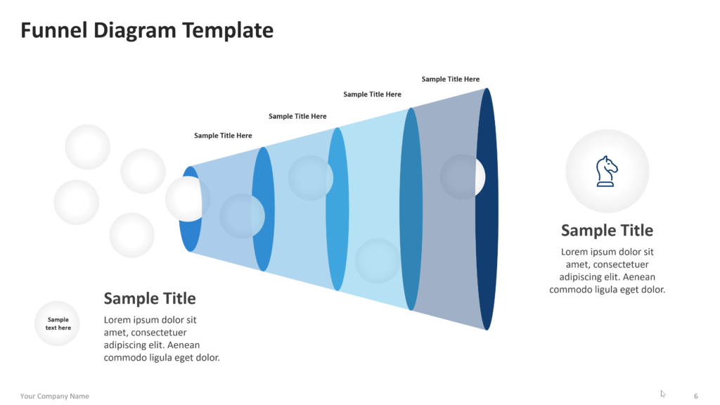 Funnel diagram showing stacked or segmented stages that narrow from top to bottom, with labels and supporting text. 06