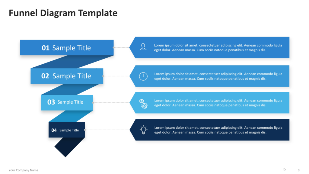 Funnel diagram showing stacked or segmented stages that narrow from top to bottom, with labels and supporting text. 09