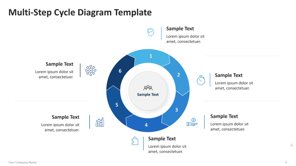 multi step cycle diagram powerpoint template 05